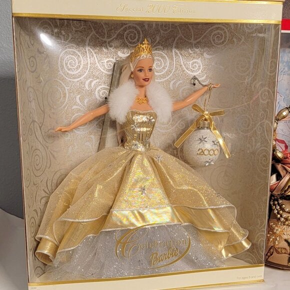 BARBIE Doll Gold Celebration 2000 Edition with Ornament New in Box - Picture 2 of 14